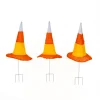 Discount 23 in. Halloween Candy Corn Witches Hats Garden Stake Lawn Decoration with LED Lights Outdoor Decorations