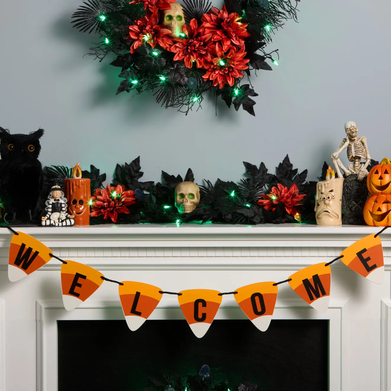 Online 31 in. Halloween Candy Corn Welcome Hanging Banner Indoor Decorations