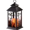 Hot 12 in. Halloween Carved Images of Witches Haunted House Lantern with LED Lights Indoor Decorations