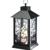 Clearance 16 in. Halloween Carved Images of Bats and Cobwebs Lantern with LED Lights Indoor Decorations
