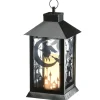 16 in. Halloween Carved Images of Witches and Cobwebs Lantern with LED Lights Indoor Decorations