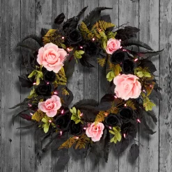 Sale 24 in. Halloween Cute and Creep Wreath and LED Lights Wreaths