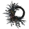 New 18 in. Halloween Deep Purple Fern Sakura Half Wreath Wreaths