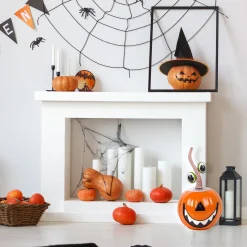 Outlet 15 in. Halloween Floating Eyes Metal Pumpkin Decoration Outdoor Decorations