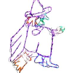 Sale 46 in. Halloween Flying Witch Lighted Sign Decoration with LED Lights Sign Decorations