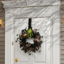 Sale 18 in. Halloween Green Zombie Arm and Hand Wreath Hanger Wreaths