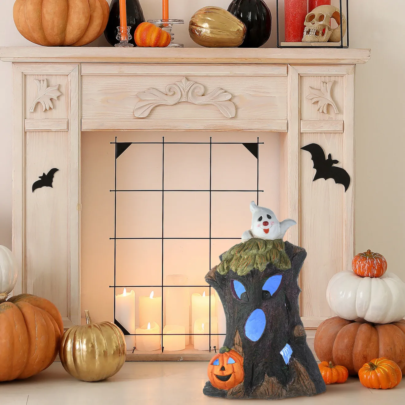 Best 18 in. Halloween Haunted Tree Trunk Decoration with LED Lights Indoor Decorations
