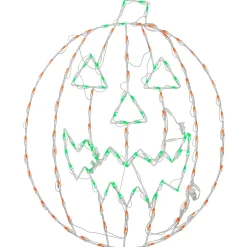 Outlet 44 in. Halloween Jack O Lantern Lighted Sign Decoration with LED Lights Sign Decorations