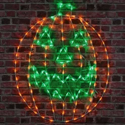 Outlet 44 in. Halloween Jack O Lantern Lighted Sign Decoration with LED Lights Sign Decorations