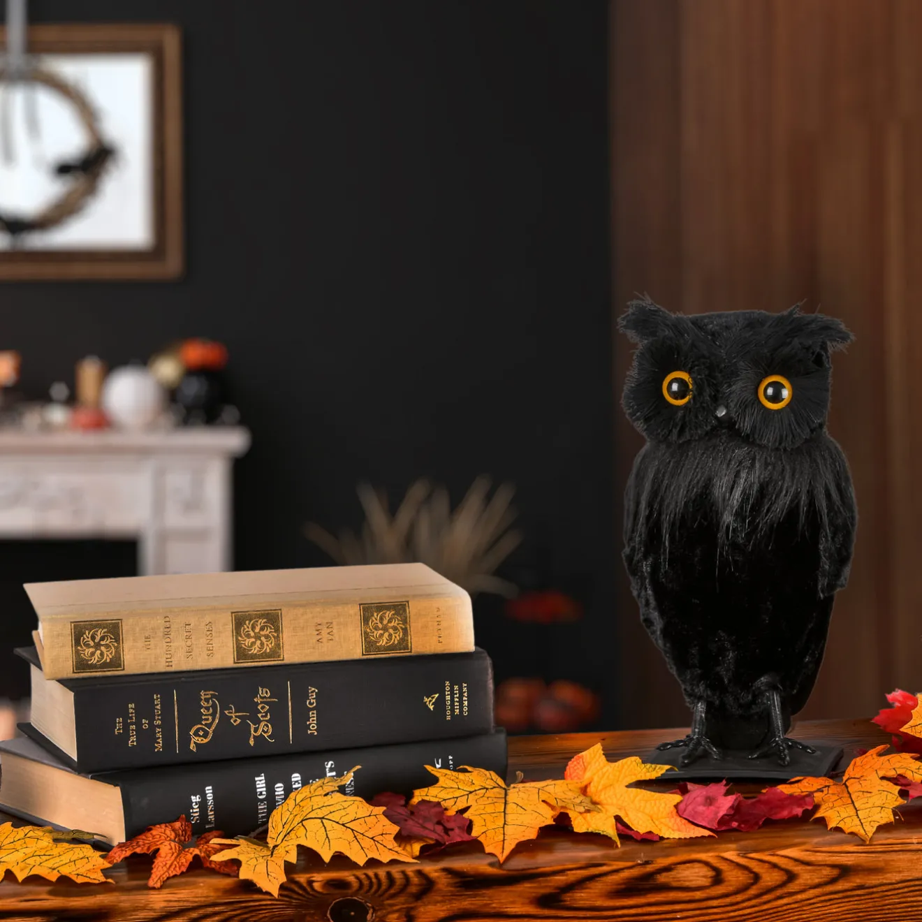 Hot 11 in. Halloween Lifelike Owl Tabletop Decoration Indoor Decorations