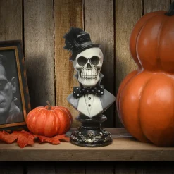 10 in. Halloween Male Skeleton Bust Decoration Indoor Decorations