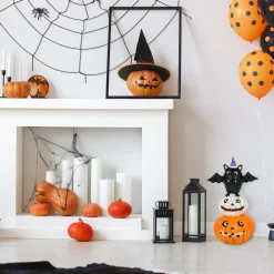 Online 22 in. Halloween Pre-Lit Bat Standing on Pumpkins Tabletop Decoration with LED Lights Indoor Decorations