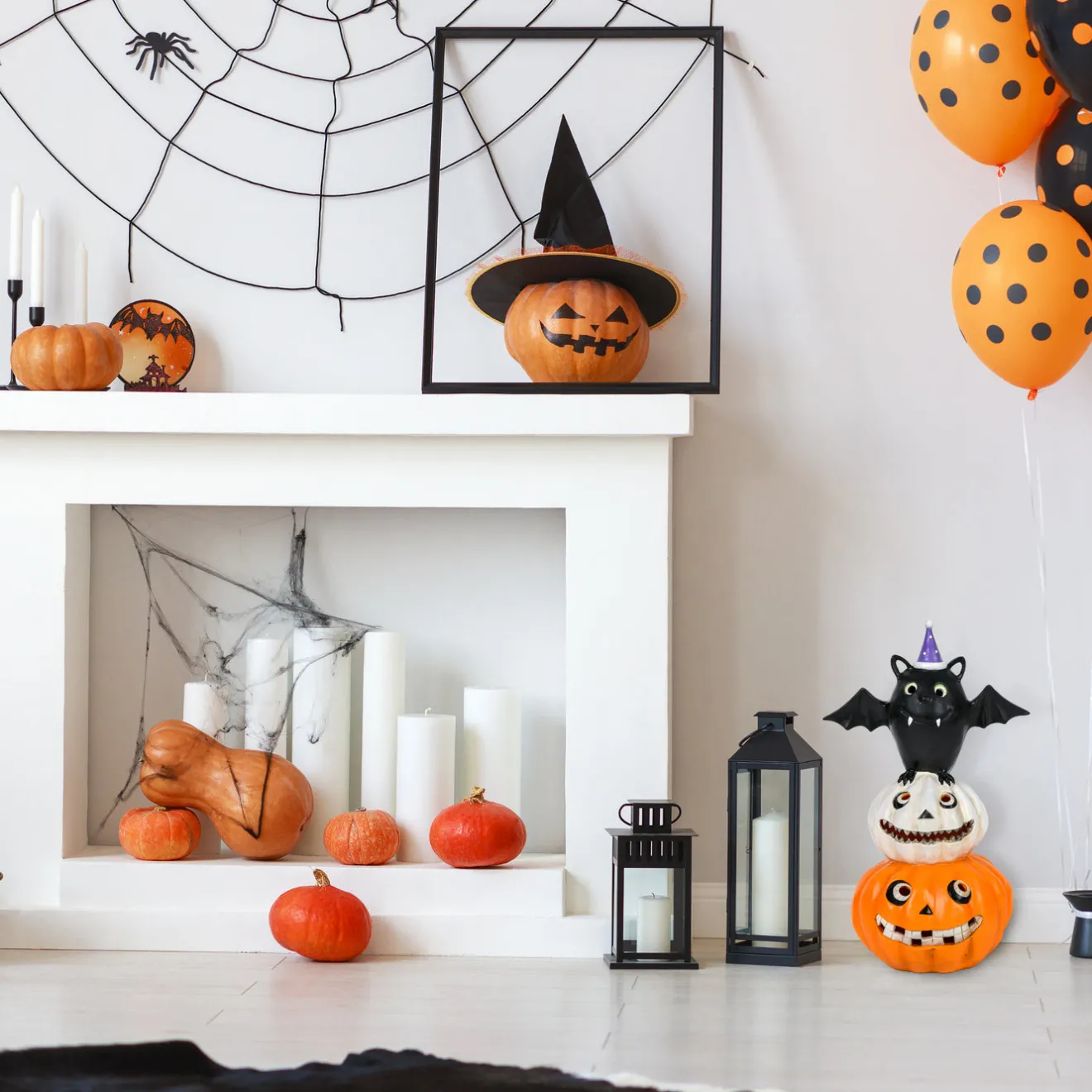 Online 22 in. Halloween Pre-Lit Bat Standing on Pumpkins Tabletop Decoration with LED Lights Indoor Decorations