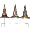 Discount 23 in. Halloween Pre-Lit Black Witchs Hat Garden Stakes Outdoor Decorations