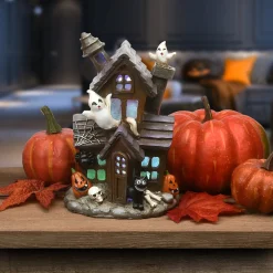 Online 6 in. Halloween Pre-Lit Black Haunted House Decoration with LED Lights Indoor Decorations