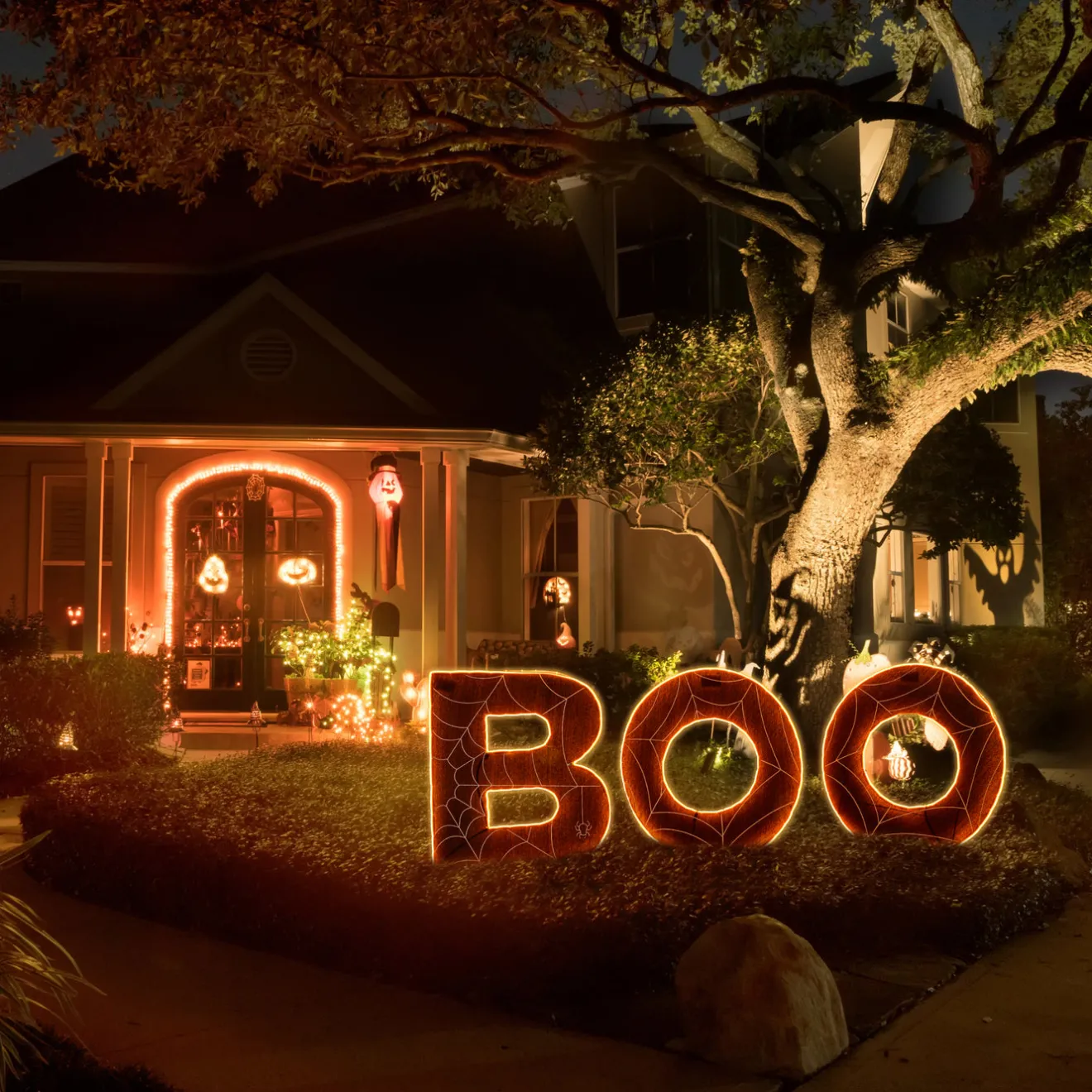 Clearance 47 in. Halloween Pre-Lit BOO Outdoor Lawn Decoration with LED Lights Outdoor Decorations