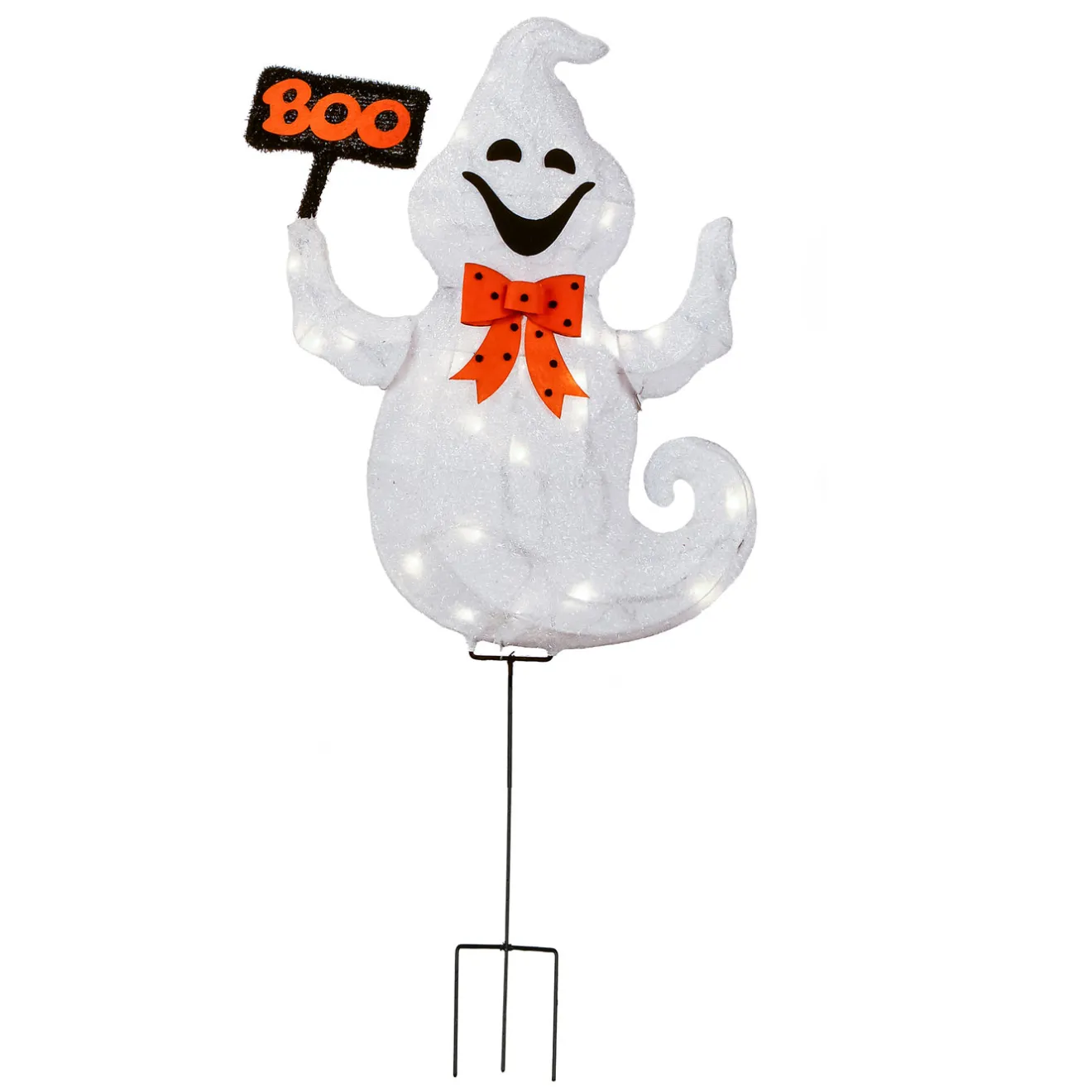 Best 31 in. Halloween Pre-Lit Boo Ghost Lawn Decoration with LED Lights Outdoor Decorations