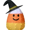 Online 28 in. Halloween Pre-Lit Candy Corn Witch Outdoor Decoration with LED Lights Outdoor Decorations