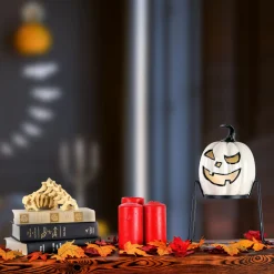Online 15 in. Halloween Pre-Lit Ghost Pumpkin Tabletop Decoration Indoor Decorations