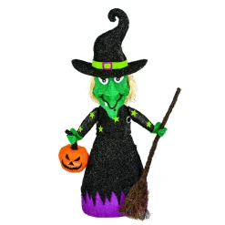 New 39 in. Halloween Pre-Lit Green Witch Lawn Decoration with LED Lights Outdoor Decorations