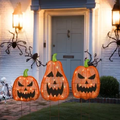 Outlet 26 in. Halloween Pre-Lit Jack-O-Lantern Garden Stakes Outdoor Decorations