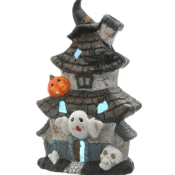 Clearance 18 in. Halloween Pre-Lit Multilevel Haunted House Decoration with LED Lights Indoor Decorations