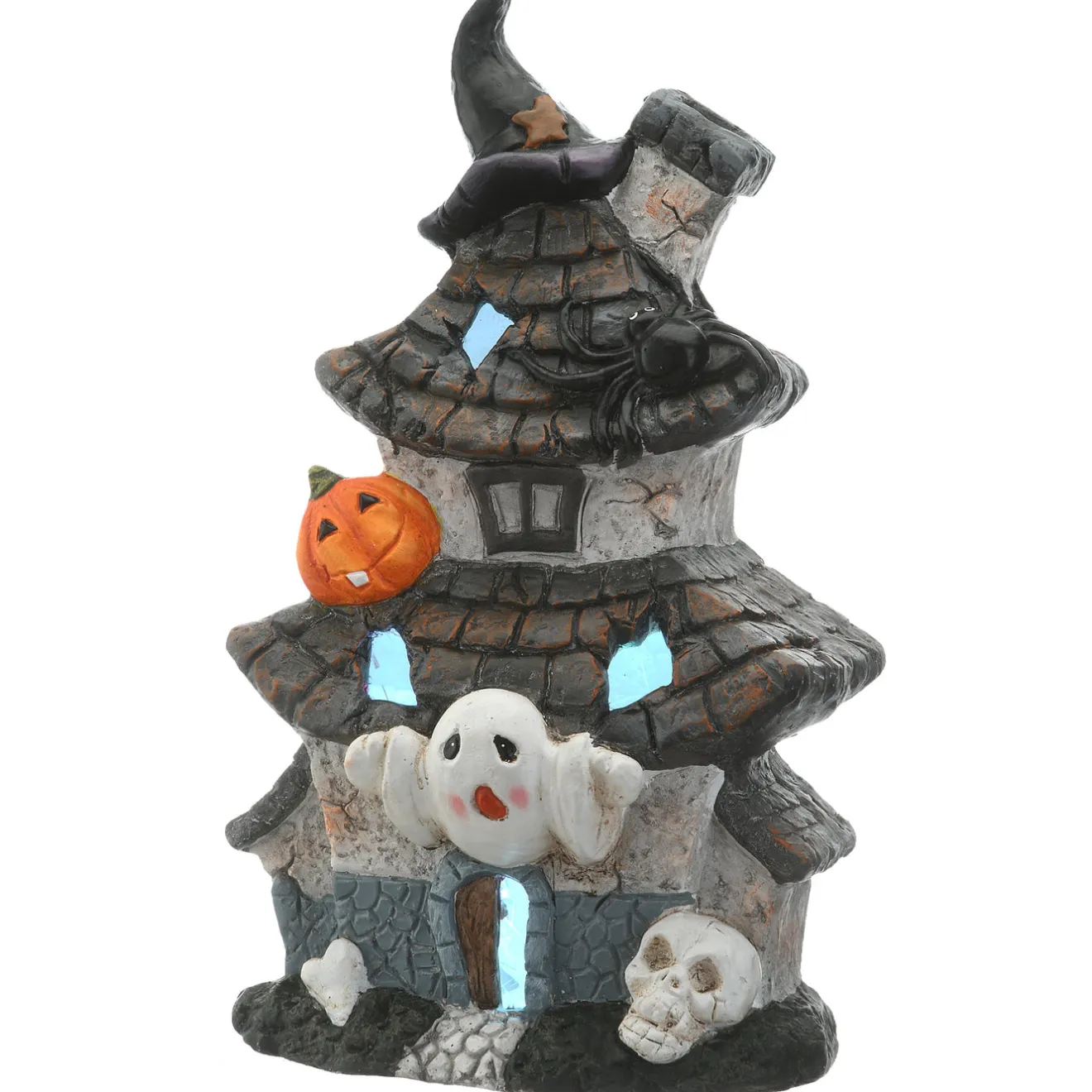 Clearance 18 in. Halloween Pre-Lit Multilevel Haunted House Decoration with LED Lights Indoor Decorations