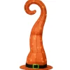New 34 in. Halloween Pre-Lit Orange Witchs Hat Outdoor Decoration with LED Lights Outdoor Decorations