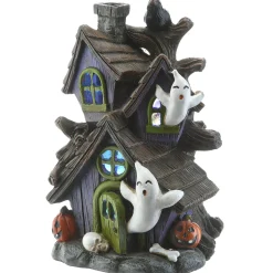 New 6 in. Halloween Pre-Lit Purple Haunted House Decoration with LED Lights Indoor Decorations