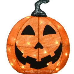 Hot 16 in. Halloween Pre-Lit Smiling Jack O Lantern Outdoor Decoration with LED Lights Indoor Decorations
