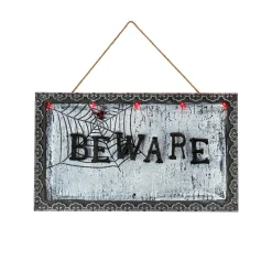 Outlet 18 in. Halloween Pre-Lit Sound Activated Animated Hanging Door Sign with LED Lights Animated Decorations