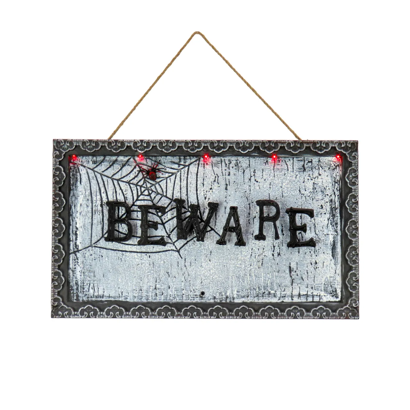 Outlet 18 in. Halloween Pre-Lit Sound Activated Animated Hanging Door Sign with LED Lights Animated Decorations