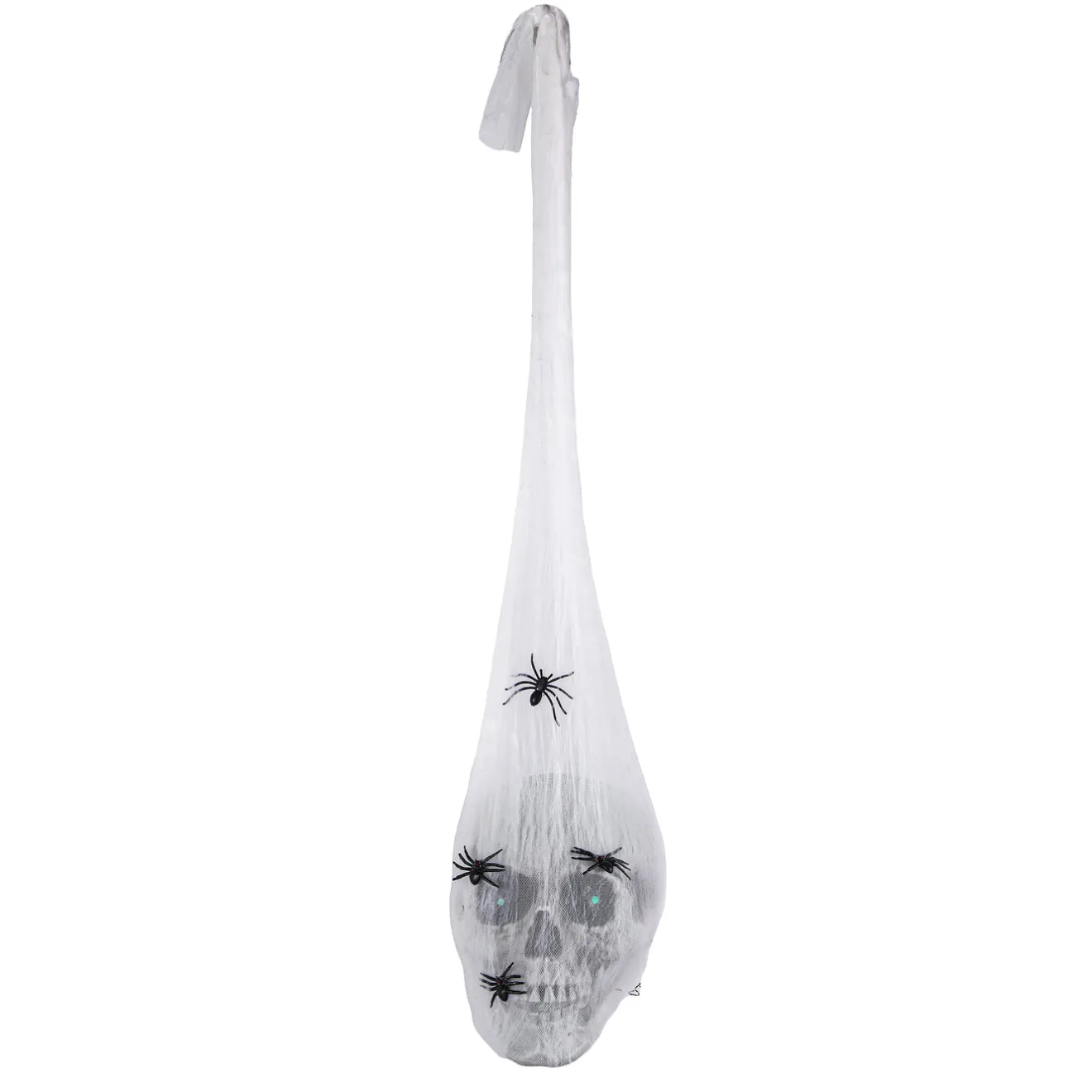 Best 27 in. Halloween Pre-Lit Sound Activated Animated Hanging Skull with LED Lights Animated Decorations