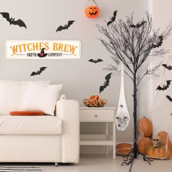 Best 27 in. Halloween Pre-Lit Sound Activated Animated Hanging Skull with LED Lights Animated Decorations