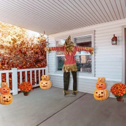 Hot 76 in. Halloween Pre-Lit Sound Activated Animated Spooky Scarecrow with LED Lights Animated Decorations