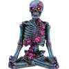 10 in. Halloween Purple Galaxy Meditating Skeleton with LED Lights Indoor Decorations