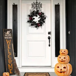 Outlet 16 in. Halloween Scram Metal Wreath Hanger Wreaths