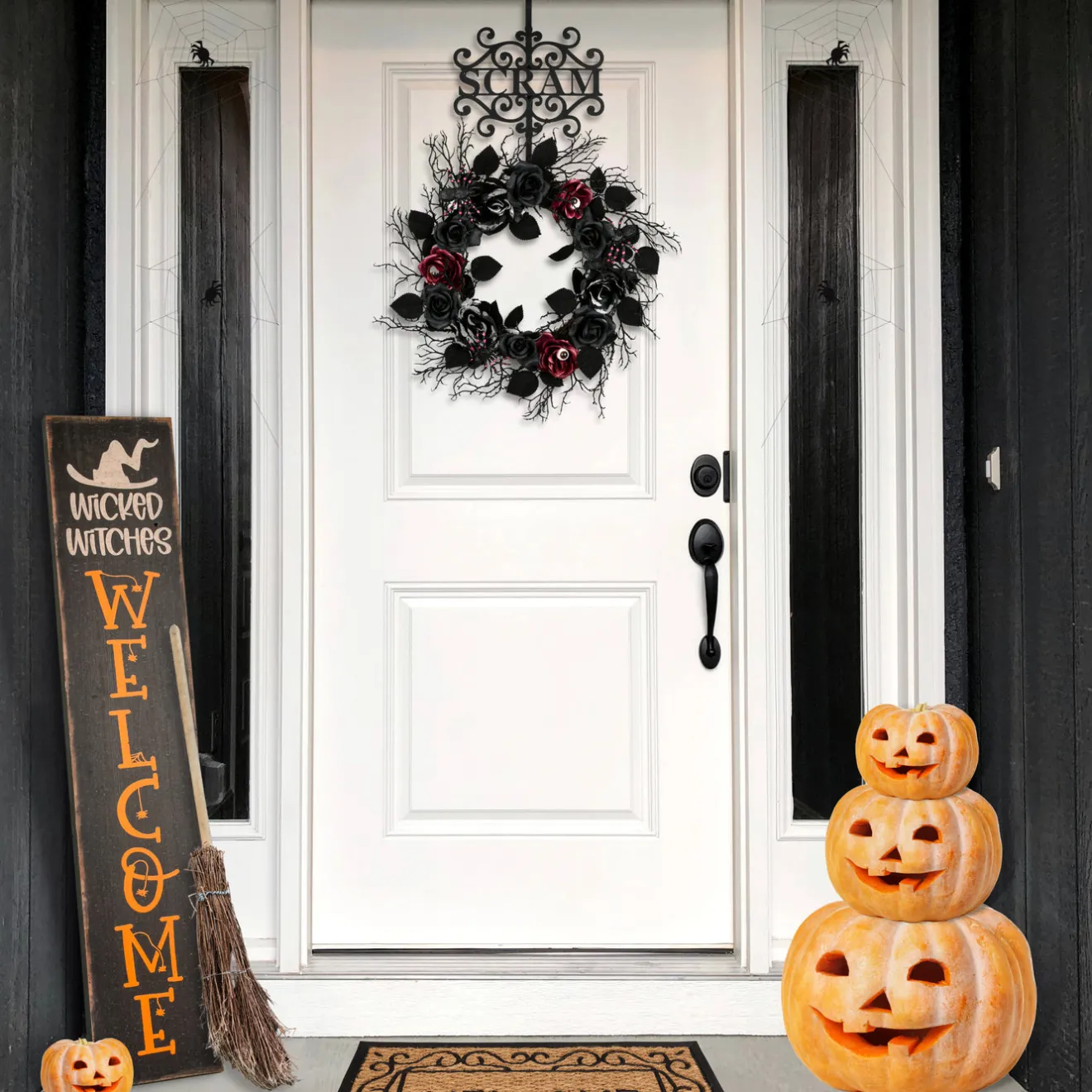 Outlet 16 in. Halloween Scram Metal Wreath Hanger Wreaths