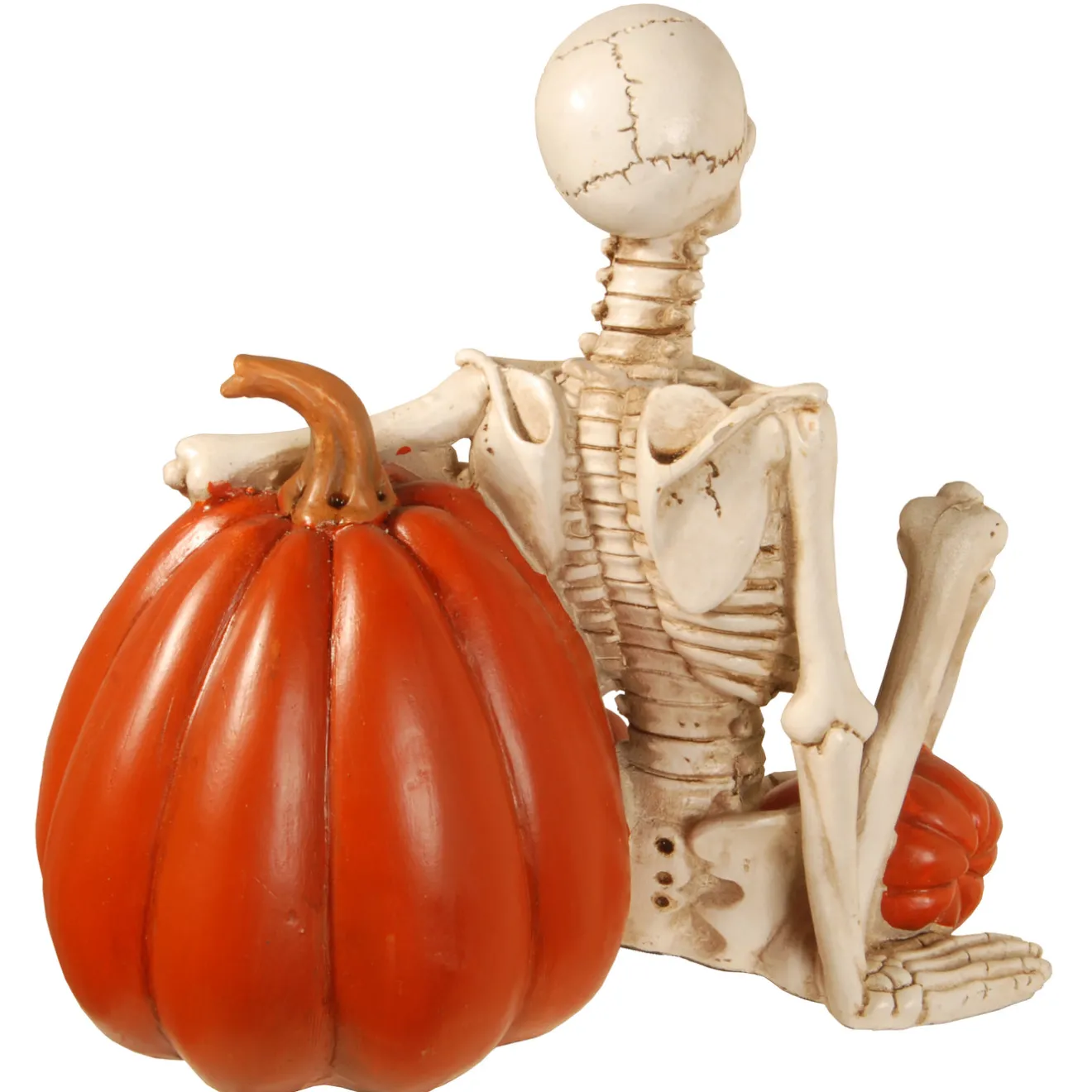 Sale 9 in. Halloween Skeleton and Jack O Lantern Decoration with LED Lights Outdoor Decorations