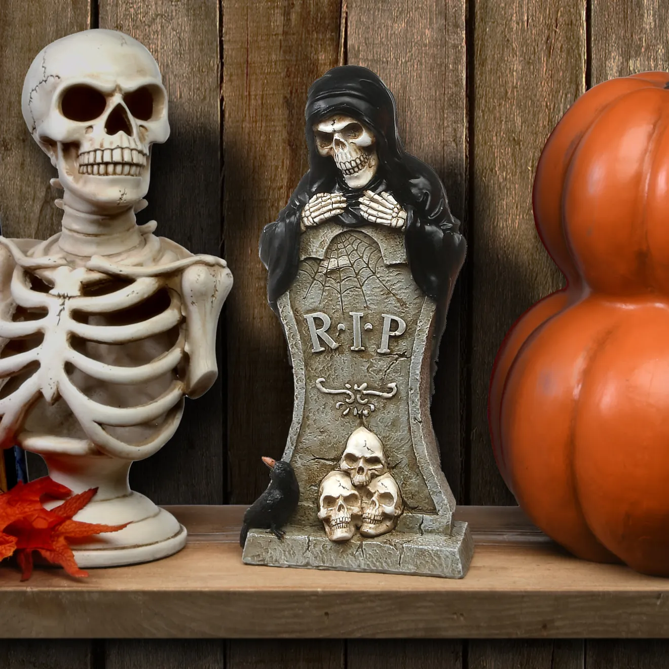 Outlet 12 in. Halloween Skeleton Behind a Tombstone Decoration Indoor Decorations