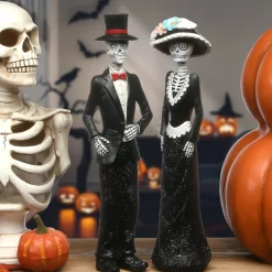 New 13 in. Halloween Skeleton Couple in Formal Attire Decoration Indoor Decorations