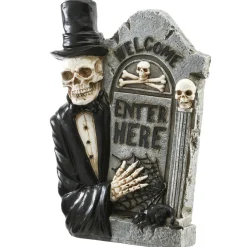 Online 12 in. Halloween Skeleton Holding a Tombstone Decoration Indoor Decorations
