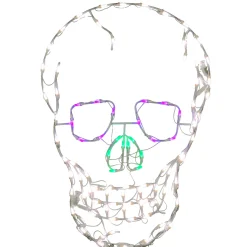 37 in. Halloween Skull Lighted Sign Decoration with LED Lights Sign Decorations
