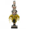 Discount 32 in. Halloween Skull Tower with Spiders Tabletop Decoration in a Black Urn Indoor Decorations