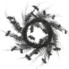 New 24 in. Halloween Spooky Wreath with Bats, Fern Leaves, Branches Wreaths