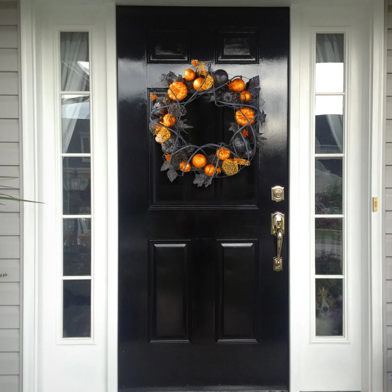 Sale 20 in. Halloween Spooky Wreath with Pumpkins and Ornaments Wreaths