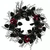 Best 22 in. Halloween Spooky Wreath with Roses, Leaves, Thorny Branch Base Wreaths