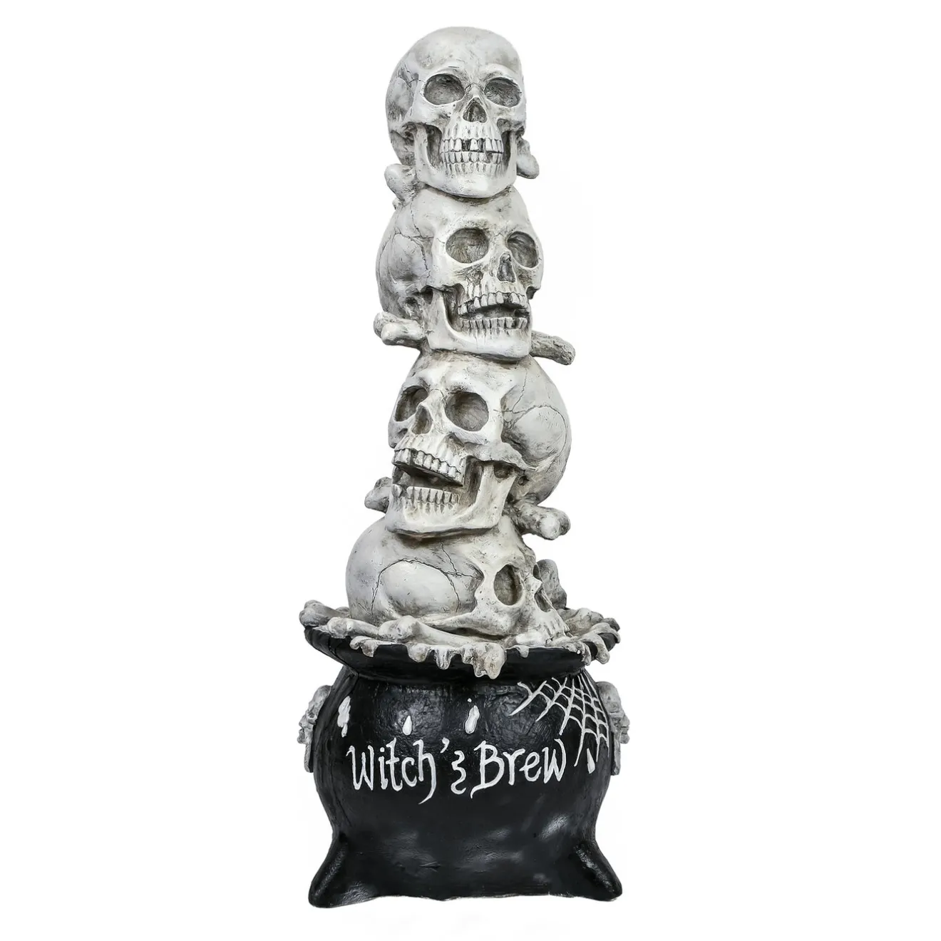 38 in. Halloween Stacked Skulls in a Cauldron Tabletop Decoration Indoor Decorations