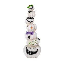 Hot 47 in. Halloween Stacked White Jack-O-Lanterns Decoration Indoor Decorations