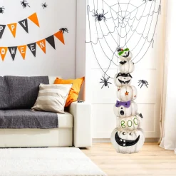 Hot 47 in. Halloween Stacked White Jack-O-Lanterns Decoration Indoor Decorations